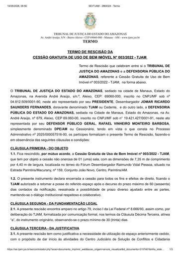 TERMO DE RESCISÃO DA CESSÃO GRATUITA DE USO DE BEM IMÓVEL N° 003.2022 - TJAM x DEFENSORIA PÚBLICA DO AMAZONAS.pdf