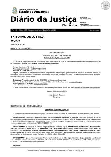 PREGÃO ELETRÔNICO Nº 046/2026 - AVISO DE LICITAÇÃO (DJE)