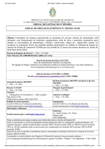 PREGÃO ELETRÔNICO Nº 59/2021 - EDITAL DE LICITAÇÃO