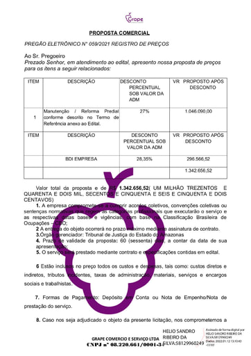 PREGÃO ELETRÔNICO Nº 59/2021 - PROPOSTA RETIFICADA 5 - GRAPE