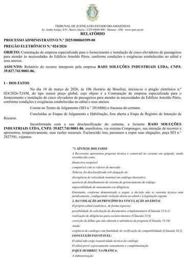 PREGÃO ELETRÔNICO Nº 024/2026 - RELATÓRIO COLIC