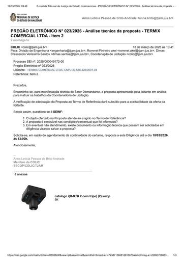 PREGÃO ELETRÔNICO Nº 023/2026 - DILIGÊNCIA COLIC À SETIC - PROPOSTA - TERMIX COMERCIAL LTDA  - ITEM 2