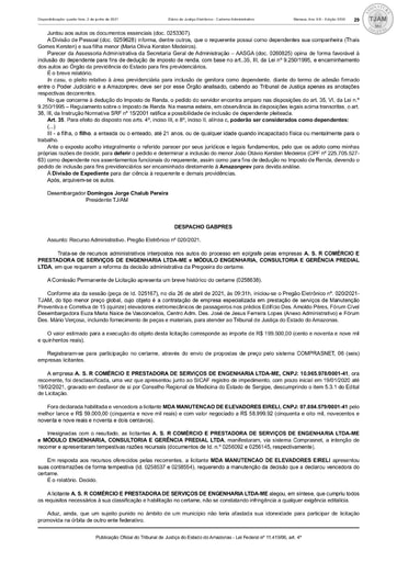 PREGÃO ELETRÔNICO Nº 020/2021 - DECISÃO - DJE