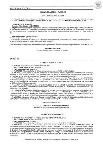TOMADA DE PREÇOS Nº 001/2021 - AVISO DE LICITAÇÃO (DJE)