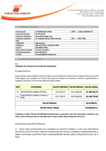 PREGÃO ELETRÔNICO Nº 012/2021 – PROPOSTA RETIFICADA - JF TECNOLOGIA