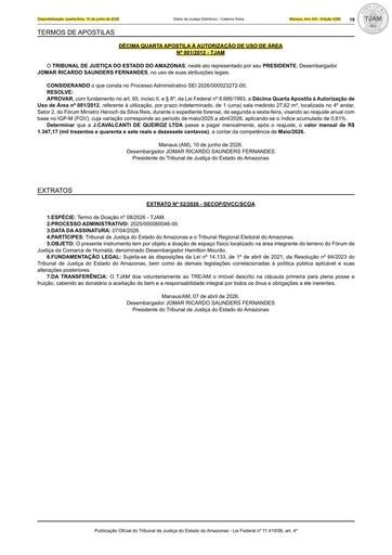 ANEXO (PUBLICAÇÃO) DÉCIMA QUARTA APOSTILA À AUTORIZAÇÃO DE USO DE ÁREA N° 001.2012 - TJAM x J.CAVALCANTI DE QUEIROZ LTDA.pdf
