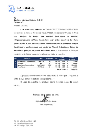 PREGÃO ELETRÔNICO Nº 037/2021 - PROPOSTA RETIFICADA - ITENS 1, 4 E 11 - IDA BARBOSA