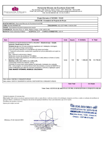 PREGÃO ELETRÔNICO Nº 015/2021 - DOCUMENTOS DE HABILITAÇÃO 2 - ITEM 1 - HORIZONTE