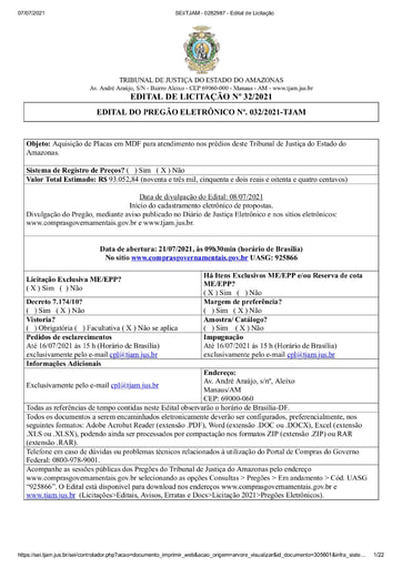 PREGÃO ELETRÔNICO Nº 32/2021 - EDITAL DE LICITAÇÃO