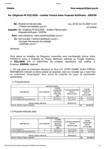 PREGÃO ELETRÔNICO Nº 022/2020 - DILIGÊNCIA CPL À DIVISÃO DE ENGENHARIA - PROPOSTA RETIFICADA 2 - GRIFON