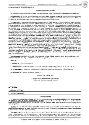 PREGÃO ELETRÔNICO Nº 023/2021 - DESPACHO DE HOMOLOGAÇÃO (DJE)
