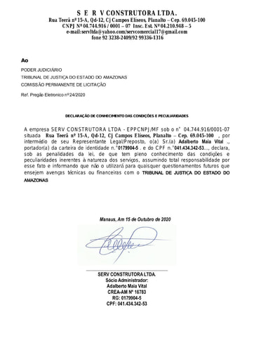 PREGÃO ELETRÔNICO Nº 024/2020 - HABILITAÇÃO - DOC. COMPLEMENTAR - SERV