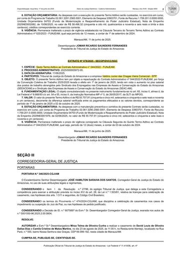 Extrato Nº 078.2025 (Publicação no DJE) - 6º TACT Nº 044.2022- FUNJEAM X VALDINO JUNIOR DAS CHAGAS VIEIRA COMERCIAL - EPP.pdf