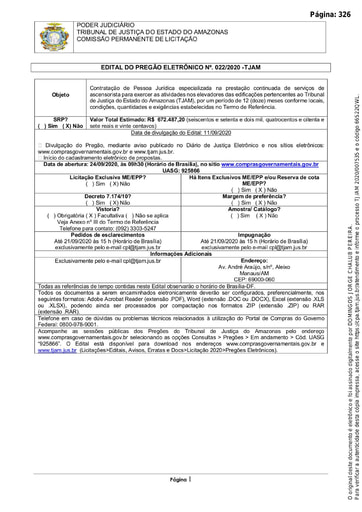 PREGÃO ELETRÔNICO Nº 022/2020 - EDITAL DE LICITAÇÃO