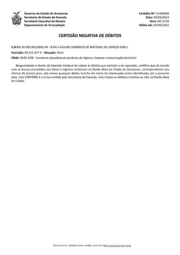 PREGÃO ELETRÔNICO Nº 018/2022 - HABILITAÇÃO - EXTRAÍDOS DO SICAF E SITE - GRUPO 6 - R DA S AGUIAR