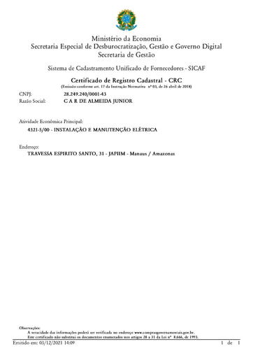PREGÃO ELETRÔNICO Nº 56/2021 - SICAF E CNDT - C A R
