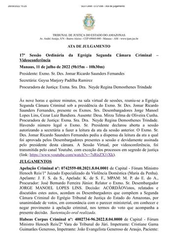 17ª Sessão 11 07 22 Ata de julgamento