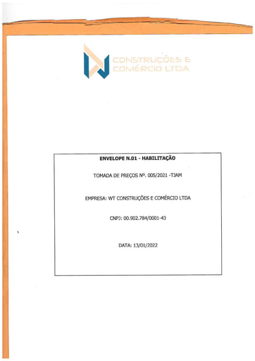 TOMADA DE PREÇOS Nº 005/2021 - HABILITAÇÃO - WT