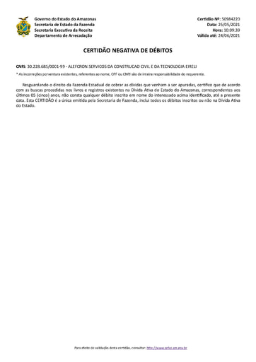 PREGÃO ELETRÔNICO Nº 022/2021 - DOCS. RETIRADOS DO SICAF E SITES - ITEM 5 - ALEFCRON