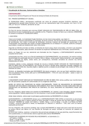PREGÃO ELETRÔNICO Nº 039/2021 - CONTRARRAZÕES RECURSAIS - JF TECNOLOGIA