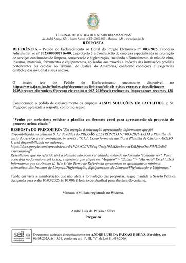 PREGÃO ELETRÔNICO Nº 003/2025 - RESPOSTA PEDIDO DE ESCLARECIMENTO - ALSIM