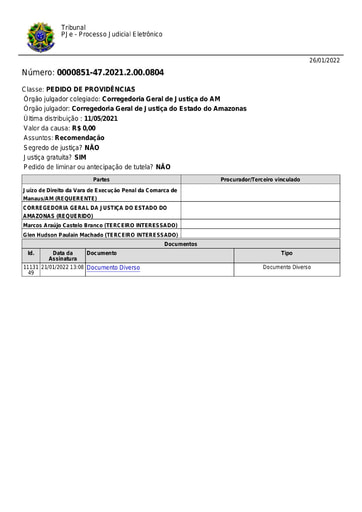 Provimento nº 412/2022-CGJ/AM (Institui, no âmbito do Poder Judiciário do Estado do Amazonas, os mutirões de audiência de instrução e julgamento dos processos de réus presos das Comarcas de Entrância Inicial, transferidos para a Capital.)