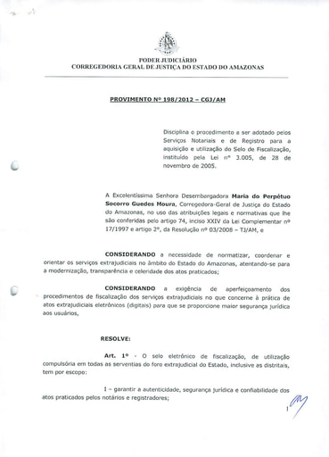 Provimento 198 - Disciplina o procedimento a ser adotado pelos Serviços Notariais e de Registro para a aquisição e utilização do Selo de Fiscalização