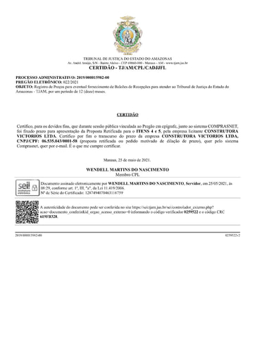 PREGÃO ELETRÔNICO Nº 022/2021 - CERTIDÃO DECURSO DE PRAZO - ITENS 4 E 5 - CONSTRUTORA VICTORIOS
