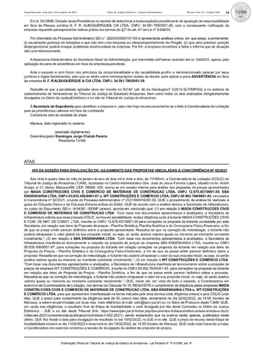 CONCORRÊNCIA Nº 002/2021 - ATA DA SESSÃO - JULGAMENTO PROPOSTAS - DJE