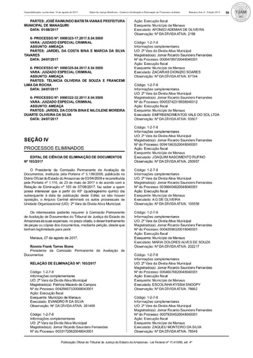 5ª Eliminação   CIENCIA   DJe 2 213, de 10 08 2017   Relações 103 a 108