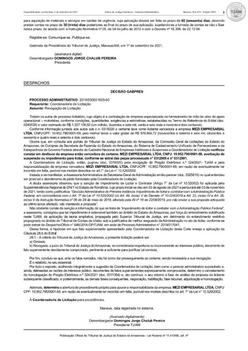 PREGÃO ELETRÔNICO Nº 024/2021 - DECISÃO (DJE)