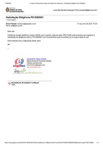 PREGÃO ELETRÔNICO Nº 028/2021 - E-MAIL DENÚNCIA - ESGOTEC