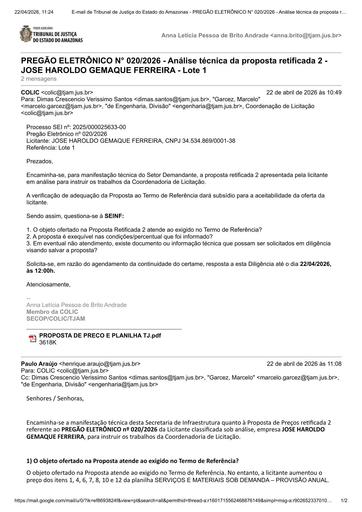 PREGÃO ELETRÔNICO Nº 020/2026 - DILIGÊNCIA COLIC À SEINF - PROPOSTA RETIFICADA 2 - JOSE HAROLDO GEMAQUE FERREIRA - LOTE 1