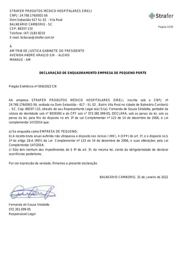 PREGÃO ELETRÔNICO Nº 004/2022 - DOCUMENTAÇÃO COMPLEMENTAR - I4 - STRAFER
