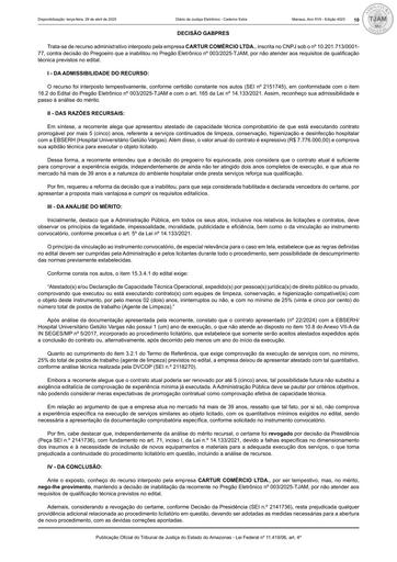 PREGÃO ELETRÔNICO Nº 003/2025 - DECISÃO DO RECURSO (DJE)