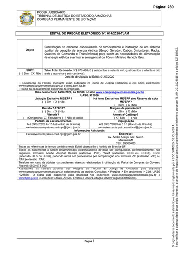 PREGÃO ELETRÔNICO Nº 014/2020 - EDITAL DE LICITAÇÃO