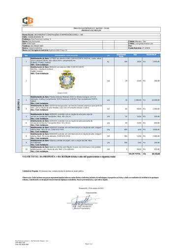 PREGÃO ELETRÔNICO Nº 065/2022 - PROPOSTA - G1 - JBCONSGRAF CONSTRUÇÕES