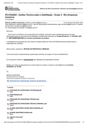 PREGÃO ELETRÔNICO Nº 016/2022 - DILIGÊNCIA COLIC AO PATRIMÔNIO - GRUPO 4 - HABILITAÇÃO - RIO AMAZONAS