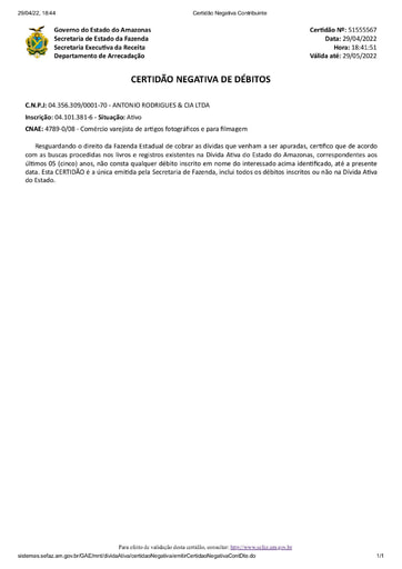 PREGÃO ELETRÔNICO Nº 022/2022 - HABILITAÇÃO - EXTRAÍDOS DO SICAF E SITES - ANTÔNIO RODRIGUES