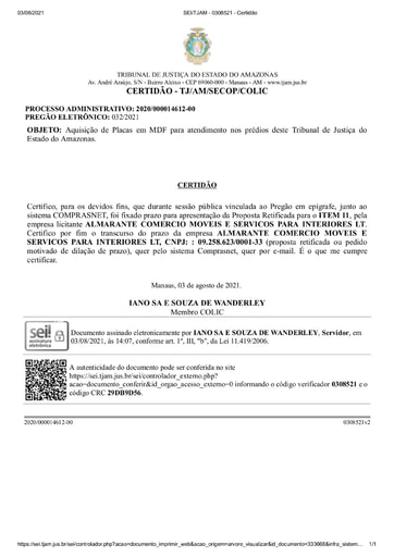 PREGÃO ELETRÔNICO Nº 032/2021 - CERTIDÃO DECURSO DE PRAZO - ITEM 11 - ALMARANTE