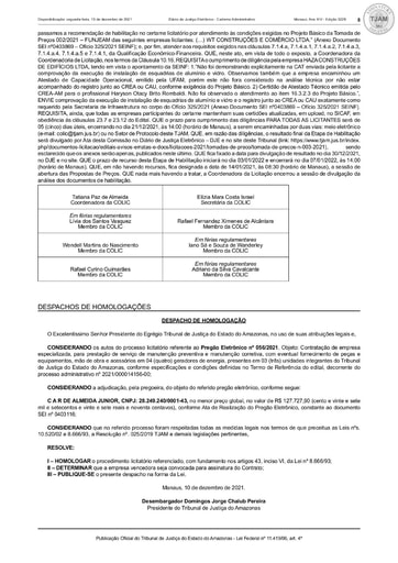 PREGÃO ELETRÔNICO Nº 56/2021 - DESPACHO DE HOMOLOGAÇÃO