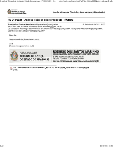 PREGÃO ELETRÔNICO Nº 48/2021 - DILIGÊNCIA - PROPOSTA - HORUS