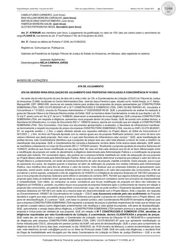 CONCORRÊNCIA Nº 001/2023 - ATA DE JULGAMENTO DAS PROPOSTAS (DJE)
