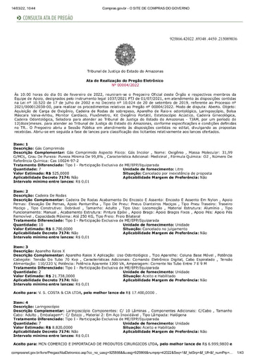 PREGÃO ELETRÔNICO Nº 004/2022 - ATA DA SESSÃO