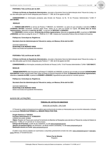 PREGÃO ELETRÔNICO Nº 022/2021 - AVISO DE LICITAÇÃO - DJE