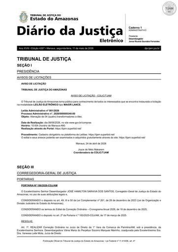 LEILÃO ELETRÔNICO Nº 001/2026 - AVISO DE LICITAÇÃO (DJE)