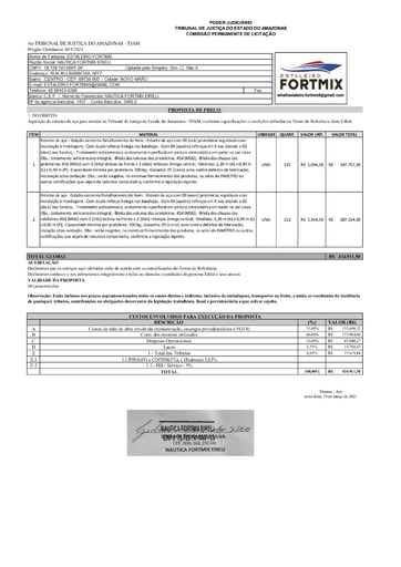 PREGÃO ELETRÔNICO Nº 015/2021 - PROPOSTA - ITEM 1 - NÁUTICA FORTMIX