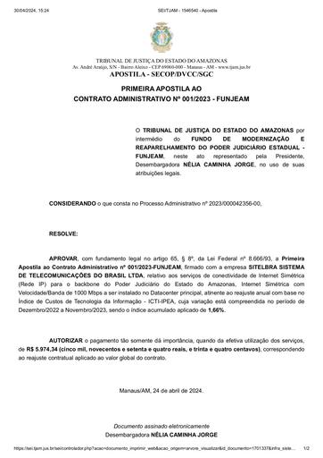 1ª APOSTILA - CT Nº 001.2023 - FUNJEAM x SITELBRA SISTEMA DE TELECOMUNICAÇÕES DO BRASIL LTDA.pdf