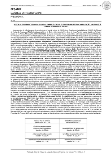 TOMADA DE PREÇOS N° 001/2022 - ATA DA SESSÃO - 11.03.2022 (DJE)