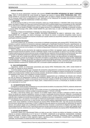 PREGÃO ELETRÔNICO Nº 005/2026 - DECISÃO GABPRES (DJE)